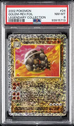 2002 POKEMON LEGENDARY COLLECTION #24 GOLEM-REVERSE FOIL PSA 8 - Image 1