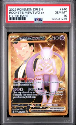 2025 POKEMON DRI EN-DESTINED RIVALS HYPER RARE TEAM ROCKET'S MEWTWO EX PSA 10 - Image 1