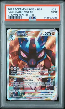 PSA 9 LUCARIO VSTAR SWSH291 BLACK STAR PROMO CROWN ZENITH ETB POKEMON 😍 - Image 1