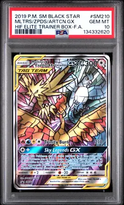 2019 POKEMON SM BLACK STAR PROMO FULL ART/MOLTRES & ZAPDOS & ARTICUNO GX PSA 10 - Image 1