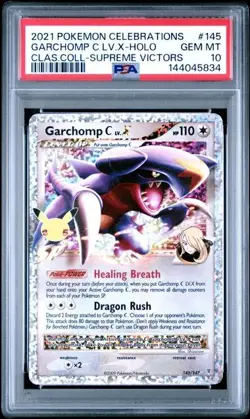 2021 POKEMON CELEBRATIONS CLASSIC COLLECTION #145 GARCHOMP C LV.X-HOLO PSA 10 - Image 1