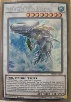 YuGiOh White Aura Whale Secret Rare 1st Edition BLLR-EN020 - Image 1