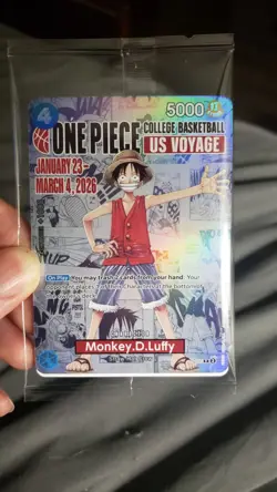 One Piece Monkey.D.Luffy US College Basketball Promo Card *SEALED* - Image 1