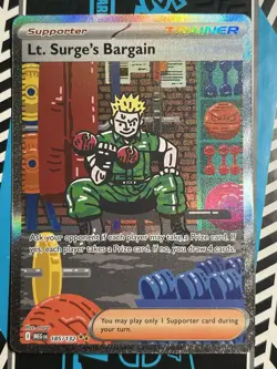 Lt. Surge's Bargain 185/132 Me01: Mega Evolution Holo Pokemon Card NM - Image 1