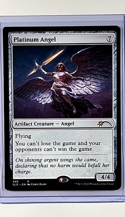 2022 MTG Magic the Gathering SLD Secret Lair Drop #496 Platinum Angel Rare WOTC - Image 1