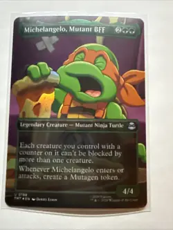 x1 Michelangelo, Mutant BFF - Foil - Borderless NMU MTG TMNT Ninja Turtles - Image 1