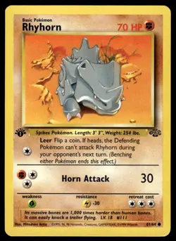 Pokemon TCG Jungle 1st Edition #61/64 Rhyhorn LP+ - Image 1