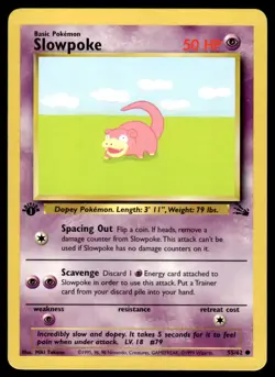 Pokemon TCG Fossil 1st Edition #55/62 Slowpoke LP+ - Image 1