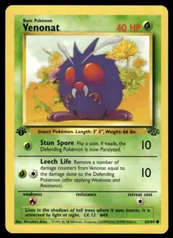 Pokemon TCG Jungle 1st Edition #63/64 Venonat LP+ - Image 1