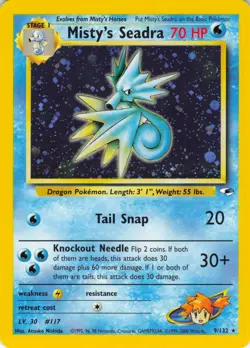 Misty's Seadra - Pre-Release - Holo - 9/132 Gym Heroes - Pokemon TCG - 2000 - Image 1