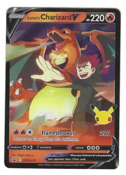 Pokemon TCG: Lance's Charizard V (25th Anni Stamped)- SWSH133 - SWSH Promos - NM - Image 1