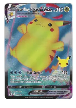 Pokemon TCG: Surfing Pikachu VMAX - 9/25 - Celebrations (25th Anniversary) - NM - Image 1