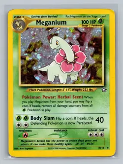 Pokemon TCG #010/111 Meganium (10) Neo Genesis Holo HP - Image 1