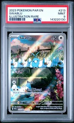 Swablu Illustration Rare 2023 Pokemon Par En #213 PSA 9 - Image 1