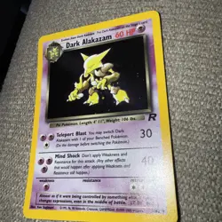 Dark Alakazam 1/82 Holo Rare Unlimited Team Rocket Pokemon w/ Swirl - MP-c - Image 2