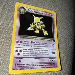 Dark Alakazam 1/82 Holo Rare Unlimited Team Rocket Pokemon w/ Swirl - MP-c - Image 3