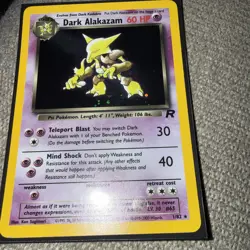 Dark Alakazam 1/82 Holo Rare Unlimited Team Rocket Pokemon w/ Swirl - MP-c - Image 5