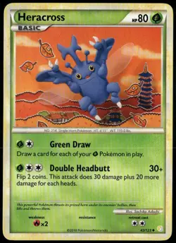 Heracross 43/123 Uncommon HeartGold & SoulSilver LP Pokemon Card - Image 1