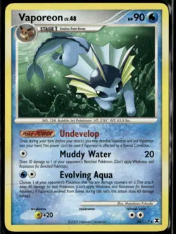 Vaporeon 34/111 Rare Rising Rivals LP Pokemon Card - Image 1