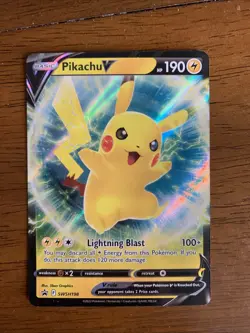 Pikachu V - SWSH198 - Pokemon Sword & Shield Promo Ultra Rare Holo Card LP - Image 1
