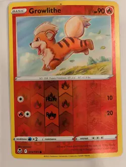 Growlithe 019/195 - Silver Tempest Pokemon Reverse Holo Foil Nice! - Image 1