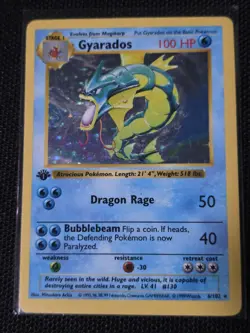 Pokemon TCG Gyarados 006/102 Base Set Shadowless 1st Edition Holo Rare - Image 3