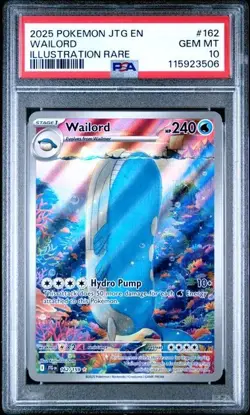2025 POKEMON JTG EN-JOURNEY TOGETHER ILLUSTRATION RARE #162 WAILORD PSA 10 - Image 1