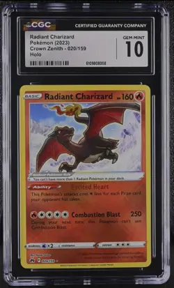 Pokemon Radiant Charizard Crown Zenith Holo #020/159, CGC Gem Mint 10!!! - Image 1