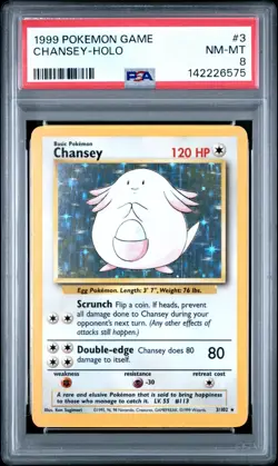 Pokemon PSA 8 NM Mint Chansey Holo 3/102 Unlimited Base Set - Image 1