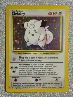 CLEFAIRY - Base Set, Holo Rare, Unlimited, LP, №. 5/102 (Pokemon TCG, 1999) - Image 1
