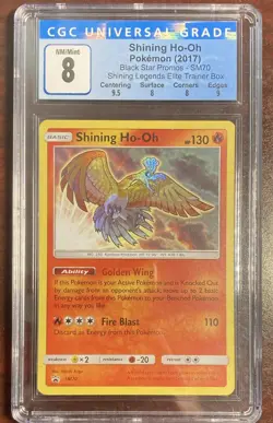 Pokemon CGC 8 Shining Ho-Oh Holo Black Star Promo SM70 Shining Legends - Image 1