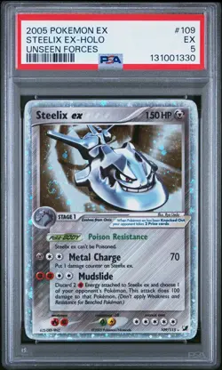 2005 POKEMON EX UNSEEN FORCES #109 STEELIX EX-HOLO PSA 5 - Image 1