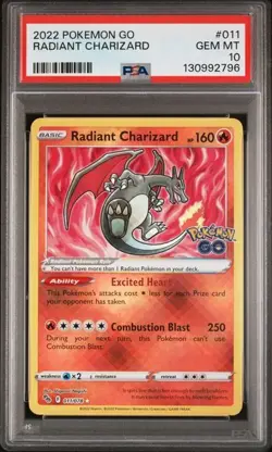 Radiant Charizard 011/071 S10b: Pokemon GO Holo PSA 10 GEM MINT TCG - Image 1