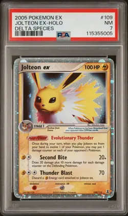 2005 POKEMON EX DELTA SPECIES #109 JOLTEON EX-HOLO PSA 7 - Image 1