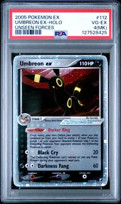 2005 POKEMON EX UNSEEN FORCES #112 UMBREON EX-HOLO PSA 4 MK - Image 1