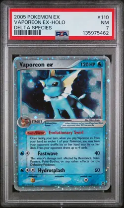 2005 POKEMON EX DELTA SPECIES #110 VAPOREON EX-HOLO PSA 7 - Image 1