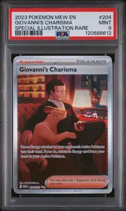 2023 POKEMON MEW EN-151 SPECIAL ILLUSTRATION RARE #204 GIOVANNI'S CHARISMA PSA 9 - Image 1