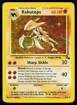 Kabutops 9/62 Holo Rare Fossil Pokemon Card - Image 1