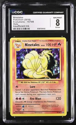 CGC 8 ERROR Ninetales 2016 Evolutions 15/108 Holo Pokemon Card - Image 1