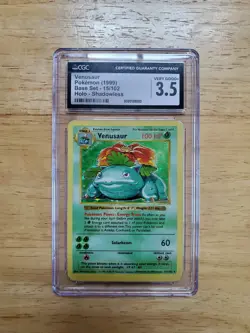 Pokemon CGC 3.5 VG+ 1999 Venusaur Base Set Shadowless Holo Card - Image 1