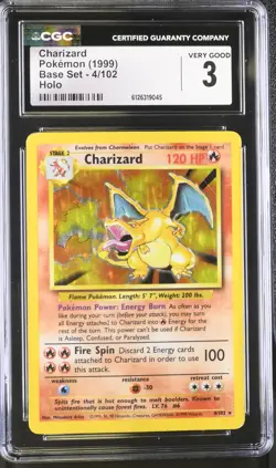CGC 3 Charizard 1999 Base Set 4/102 Holo Pokemon Card - Image 1