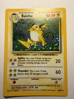 Pokemon Cards Raichu 14/102 Base Set Rare - Image 1