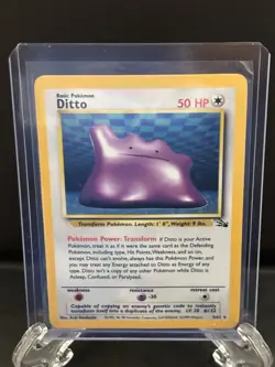 Ditto Fossil 3/62 Vintage 1999 WOTC Holo Rare Fossil Pokemon Card TCG Original - Image 1