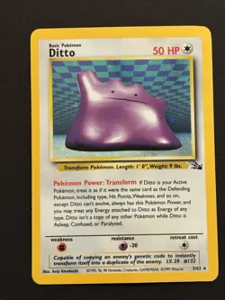 Ditto Fossil 3/62 Vintage 1999 WOTC Holo Rare Fossil Pokemon Card TCG Original - Image 2