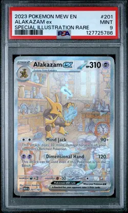 2023 POKEMON MEW EN-151 SPECIAL ILLUSTRATION RARE #201 ALAKAZAM EX PSA 9 - Image 1
