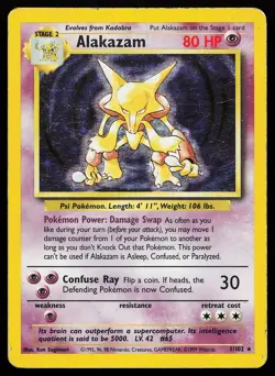 Alakazam 1/102 Holo Rare Base Set Pokemon Card - Image 1