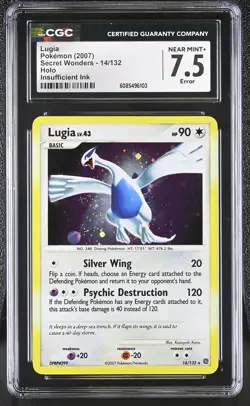 CGC 7.5 Lugia 2007 Secret Wonders 14/132 Holo Pokemon Card - Image 1