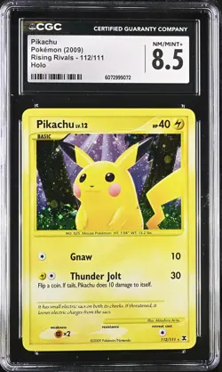 CGC 8.5 Pikachu 2009 Rising Rivals 112/111 Holo Pokemon Card - Image 1