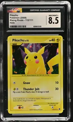 CGC 8.5 Pikachu 2009 Rising Rivals 112/111 Holo Pokemon Card - Image 1