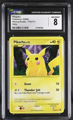 CGC 8 Pikachu 2009 Rising Rivals 112/111 Holo Pokemon Card - Image 1